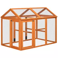 PawHut Large Chicken Run, Wooden Chicken coop, with Combinable Design - Wood Effect - 1