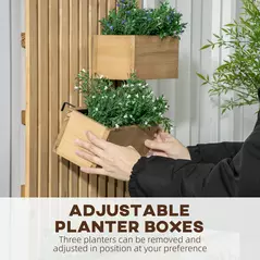 Outsunny Wall-mounted Wooden Garden Planters with Trellis, Drainage Holes and 3 Planter Boxes for Patio, Natural - 5