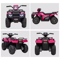 HOMCOM 12V Kids Quad Bike with Forward, Reverse Functions, Ride-On ATV w/ Music, LED, Headlights, for Ages 3-5 Years - Pink - 8