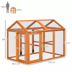 PawHut Large Chicken Run, Wooden Chicken coop, with Combinable Design - Wood Effect - 3