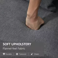 HOMCOM 2 Seater Sofa, Modern Fabric Loveseat Sofa, Small Couch with 2 Pillows, Armrest and Wood Legs for Living Room, Bedroom, Home Office, Grey - 4