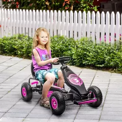 HOMCOM Kids Pedal Go Kart, with Adjustable Seat, Inflatable Tyres - Pink - 2