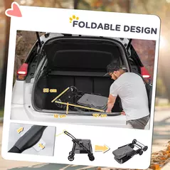 PawHut Dog Pram Dog Stroller 4 Wheels Pet Pushchair with Rolling Door, Cushion, Safety Leashes, for Small and Medium Breeds, Grey - 5