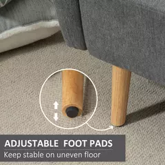 HOMCOM 2 Seater Sofa, Modern Fabric Loveseat Sofa, Small Couch with 2 Pillows, Armrest and Wood Legs for Living Room, Bedroom, Home Office, Grey - 6