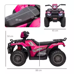 HOMCOM 12V Kids Quad Bike with Forward, Reverse Functions, Ride-On ATV w/ Music, LED, Headlights, for Ages 3-5 Years - Pink - 3