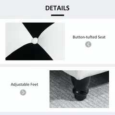 HOMCOM Storage Ottoman, Storage Bench with Wood Legs, Footstool, Footrest with Velvet Surface for Bedroom, Hallway, Living Room, 114 x 47 x 47 cm, White and Black - 6