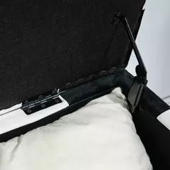 HOMCOM Storage Ottoman, Storage Bench with Wood Legs, Footstool, Footrest with Velvet Surface for Bedroom, Hallway, Living Room, 114 x 47 x 47 cm, White and Black - 9