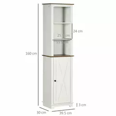 kleankin Bathroom Cabinet, Tall Storage Cabinet with Door and Adjustable Shelves, 39.5 x 30 x 160 cm, White - 3