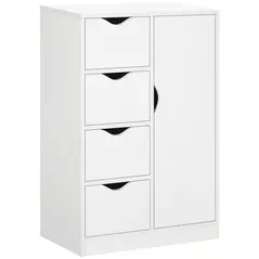 HOMCOM Bathroom Cabinet, Freestanding Storage Cabinet with 4 Drawers, Door Cupboard for Living Room, Kitchen, Bedroom, White - 1