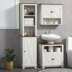 kleankin Bathroom Cabinet, Tall Storage Cabinet with Door and Adjustable Shelves, 39.5 x 30 x 160 cm, White - 2