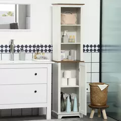 kleankin Bathroom Cabinet, Tall Storage Cabinet with Door and Adjustable Shelves, 39.5 x 30 x 160 cm, White - 7