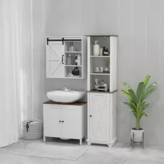 kleankin Bathroom Cabinet, Tall Storage Cabinet with Door and Adjustable Shelves, 39.5 x 30 x 160 cm, White - 9