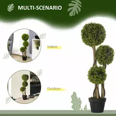 HOMCOM Decorative Artificial Trees Boxwood Ball Topiary Trees in Pot, Fake Plants for Home Indoor Outdoor Decor, 90 cm, Light Green - 5