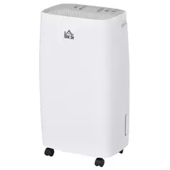 HOMCOM 12L/Day Dehumidifier with Continuous Drainage, 2.5L Water Tank, 24H Timer, Humidity Display, for Home Damp, Condensation, Mould and Laundry Drying, White - 1