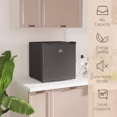 HOMCOM 46 Litre Table Top Mini Fridge, Small Fridge with Ice Box, Reversible Door, Adjustable Temperature and Legs for Bedrooms, Home Office, Black - 4