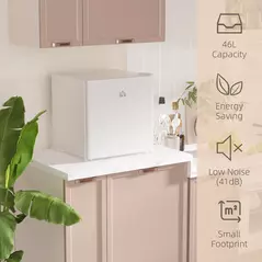 HOMCOM 46 Litre Table Top Mini Fridge, Small Fridge with Ice Box, Reversible Door, Adjustable Temperature and Legs for Bedrooms, Home Office, Cream - 4