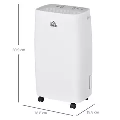 HOMCOM 12L/Day Dehumidifier with Continuous Drainage, 2.5L Water Tank, 24H Timer, Humidity Display, for Home Damp, Condensation, Mould and Laundry Drying, White - 3