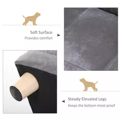 PawHut Dog Sofa Bed for Small-Sized Dogs, Elevated Pet Chair with PU Cover, Soft Cushion, Cat Couch Lounger with Anti-slip Legs - Grey - 7