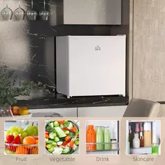 HOMCOM 46 Litre Table Top Mini Fridge, Small Fridge with Ice Box, Reversible Door, Adjustable Temperature and Legs for Bedrooms, Home Office, Cream - 7