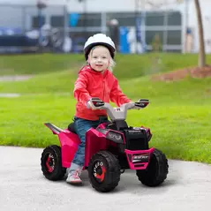 HOMCOM 6V Quad Bike with Wear-Resistant Wheels, Forward Backward Function, for Ages 18-36 Months, Pink - 2