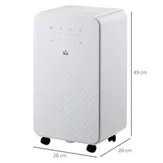 HOMCOM 2000mL Portable Dehumidifier with Air Purifier, 24H Timer, 5 Modes, 10L/Day, for Home Laundry, White - 3