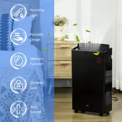 HOMCOM 5500mL Portable Dehumidifier with Air Purifier, UVC, Ioniser, 24H Timer, 5 Modes, 16L/Day, for Home Laundry, Black - 8