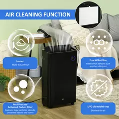 HOMCOM 5500mL Portable Dehumidifier with Air Purifier, UVC, Ioniser, 24H Timer, 5 Modes, 16L/Day, for Home Laundry, Black - 6