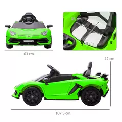 HOMCOM Lamborghini Licensed 12V kids Electric Car w/ Butterfly Doors, Remote, Music, Horn, Suspension - Green - 3