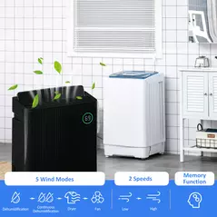 HOMCOM 5500mL Portable Dehumidifier with Air Purifier, UVC, Ioniser, 24H Timer, 5 Modes, 16L/Day, for Home Laundry, Black - 5