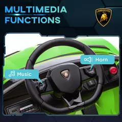 HOMCOM Lamborghini Licensed 12V kids Electric Car w/ Butterfly Doors, Remote, Music, Horn, Suspension - Green - 7