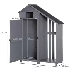 Outsunny Garden Outdoor Storage Shed Outdoor Tool Shed with 3 Shelves and Tilt Roof, 129x51.5x180cm, Grey - 3