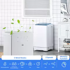 HOMCOM 2000mL Portable Dehumidifier with Air Purifier, 24H Timer, 5 Modes, 10L/Day, for Home Laundry, White - 5