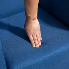 HOMCOM Linen-Look Boxy Armchair - Blue - 9