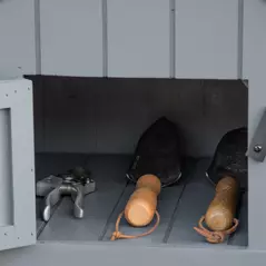 Outsunny Garden Outdoor Storage Shed Outdoor Tool Shed with 3 Shelves and Tilt Roof, 129x51.5x180cm, Grey - 8