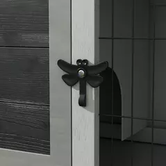 PawHut Wooden Guinea Pig Hutch, Small Animal Cage with Slide-out Tray, Openable Asphalt Roof, 84 x 43 x 70cm, Grey - 9