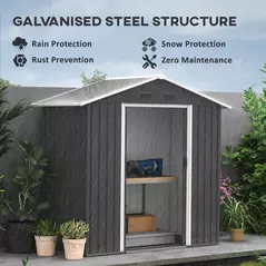 Outsunny 6.5x3.5ft Metal Garden Storage Shed for Outdoor Tool Storage with Double Sliding Doors and 4 Vents, Dark Grey - 4