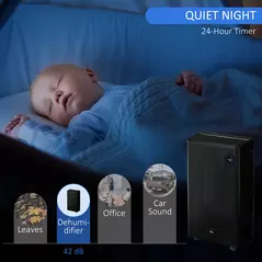 HOMCOM 5500mL Portable Dehumidifier with Air Purifier, UVC, Ioniser, 24H Timer, 5 Modes, 16L/Day, for Home Laundry, Black - 7