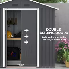 Outsunny 6.5x3.5ft Metal Garden Storage Shed for Outdoor Tool Storage with Double Sliding Doors and 4 Vents, Dark Grey - 5