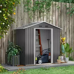 Outsunny 6.5x3.5ft Metal Garden Storage Shed for Outdoor Tool Storage with Double Sliding Doors and 4 Vents, Dark Grey - 2