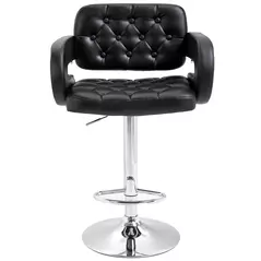 HOMCOM PU Leather Upholstered Swivel Bar Stool, Height Adjustable with Back, Armrest, Footrest, Black - 1