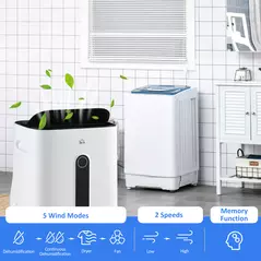 HOMCOM 6500mL Portable Dehumidifier with Air Purifier Filter, 24H Timer, 4 Modes, 22L/Day, for Home Laundry Basement - 5