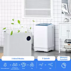 HOMCOM 5500mL Portable Dehumidifier with Air Purifier, UVC, Ioniser, 24H Timer, 5 Modes, 16L/Day, for Home Laundry, White - 5