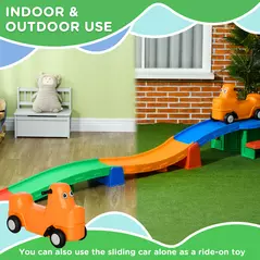 AIYAPLAY 3(m) Four-Piece Ride on Kids Roller Coaster w/ Non-Slip Steps, for Ages 2-5 Years - Multicoloured - 6