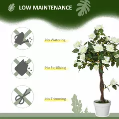 Outsunny Set of 2 Artificial Plants White Rose Floral in Pot, Fake Plants for Home Indoor Outdoor Decor, 90cm - 5