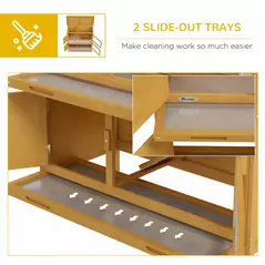 PawHut Double Decker Rabbit Hutch 2 Tier Guinea Pig House Pet Cage Outdoor with Sliding-out Tray, 97 x 44 x 91cm, Yellow - 6