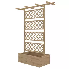 Outsunny Wooden Trellis Planter Box, Raised Garden Bed to Grow Vegetables, Herbs and Flowers, Natural Tone - 1