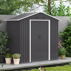 Outsunny 6.5x3.5ft Metal Garden Storage Shed for Outdoor Tool Storage with Double Sliding Doors and 4 Vents, Dark Grey - 7