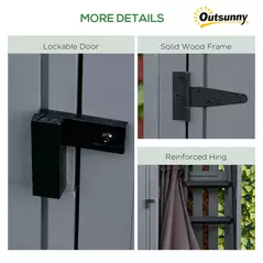 Outsunny Garden Outdoor Storage Shed Outdoor Tool Shed with 3 Shelves and Tilt Roof, 129x51.5x180cm, Grey - 7