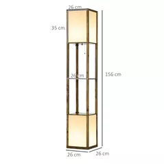 HOMCOM Modern Shelf Floor Lamp with Dual Ambient Light, Standing Lamp Living Room, Bedroom, 156cm, Brown - 3