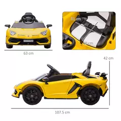 HOMCOM Lamborghini Licensed 12V kids Electric Car w/ Butterfly Doors, Remote, Music, Horn, Suspension - Yellow - 3